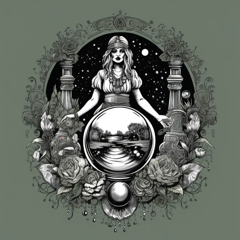 Mystical Gypsy Crystal Ball TShirt Design