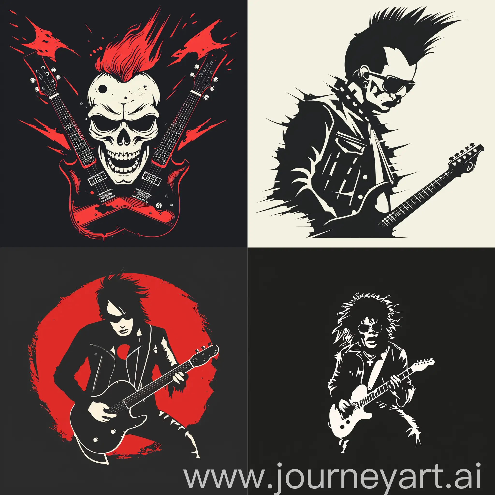 Minimalist-Rocker-Emblem-Guitar-Silhouette-on-Vibrant-Background