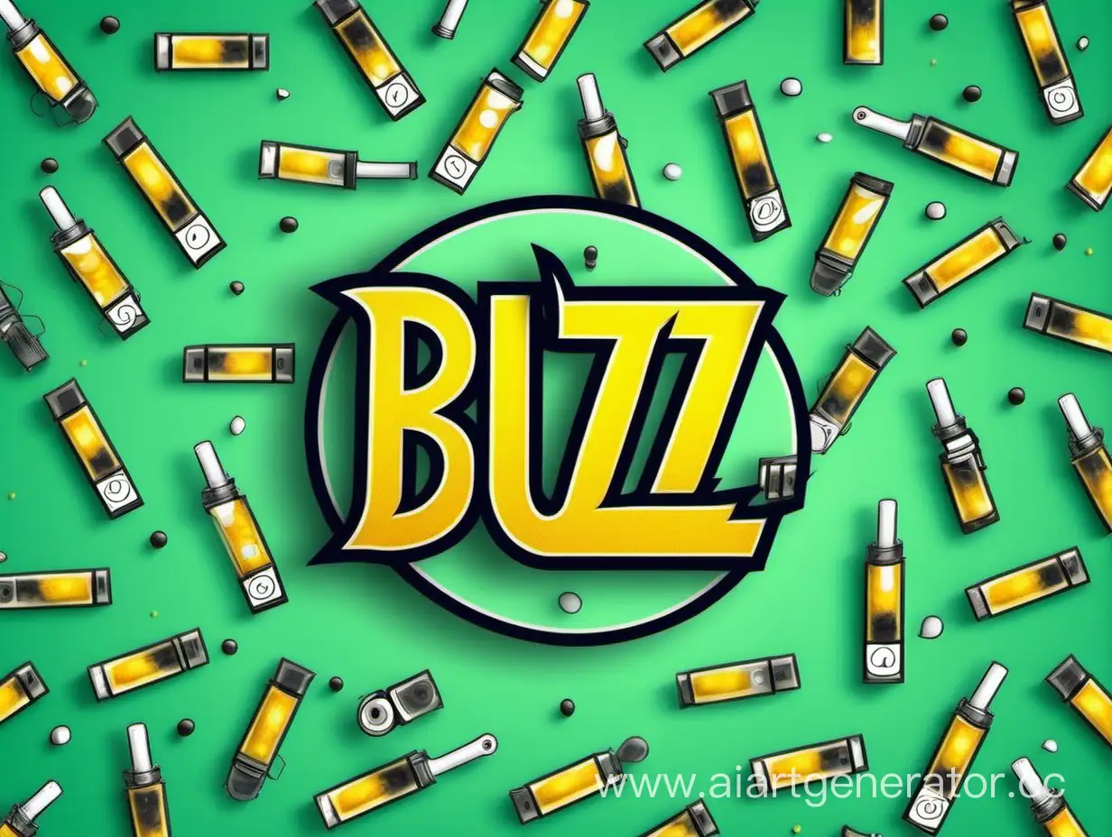 создай фон для рабоче стола из электронных сигарет с надписью buzz