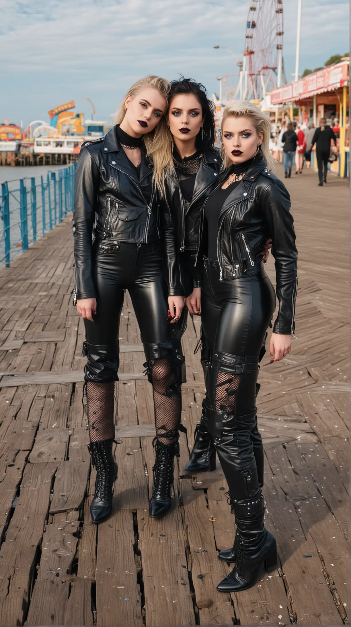 Young Lesbian Punks Strolling by Funfair Pier