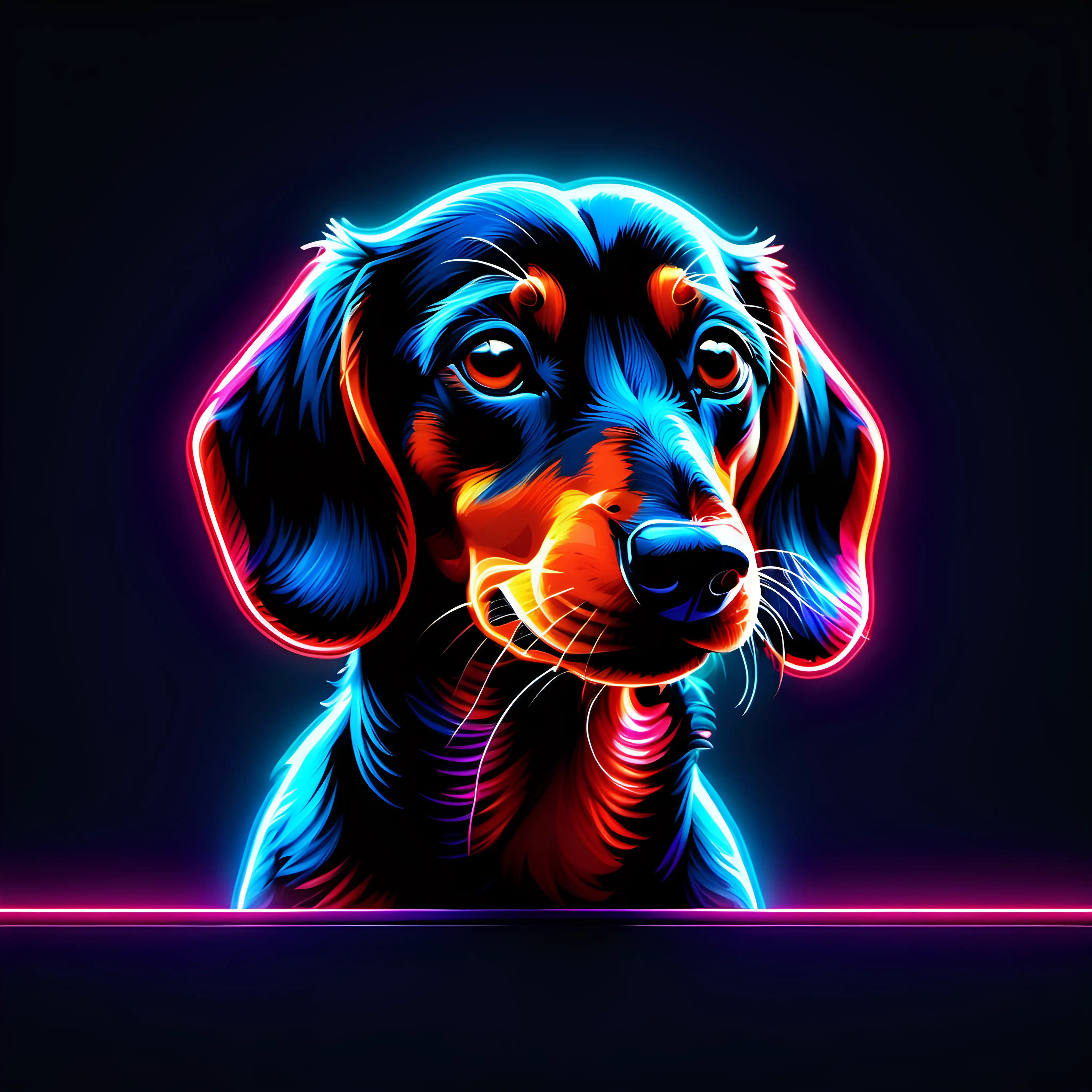 Vibrant Neon Abstract Art Featuring a Playful Dachshund in 4K