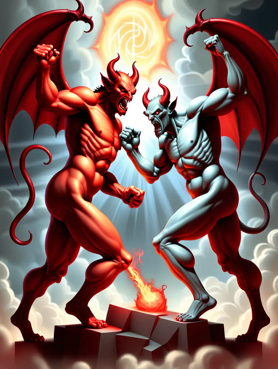 Epic Battle The Devil Confronts God in a Cosmic Clash