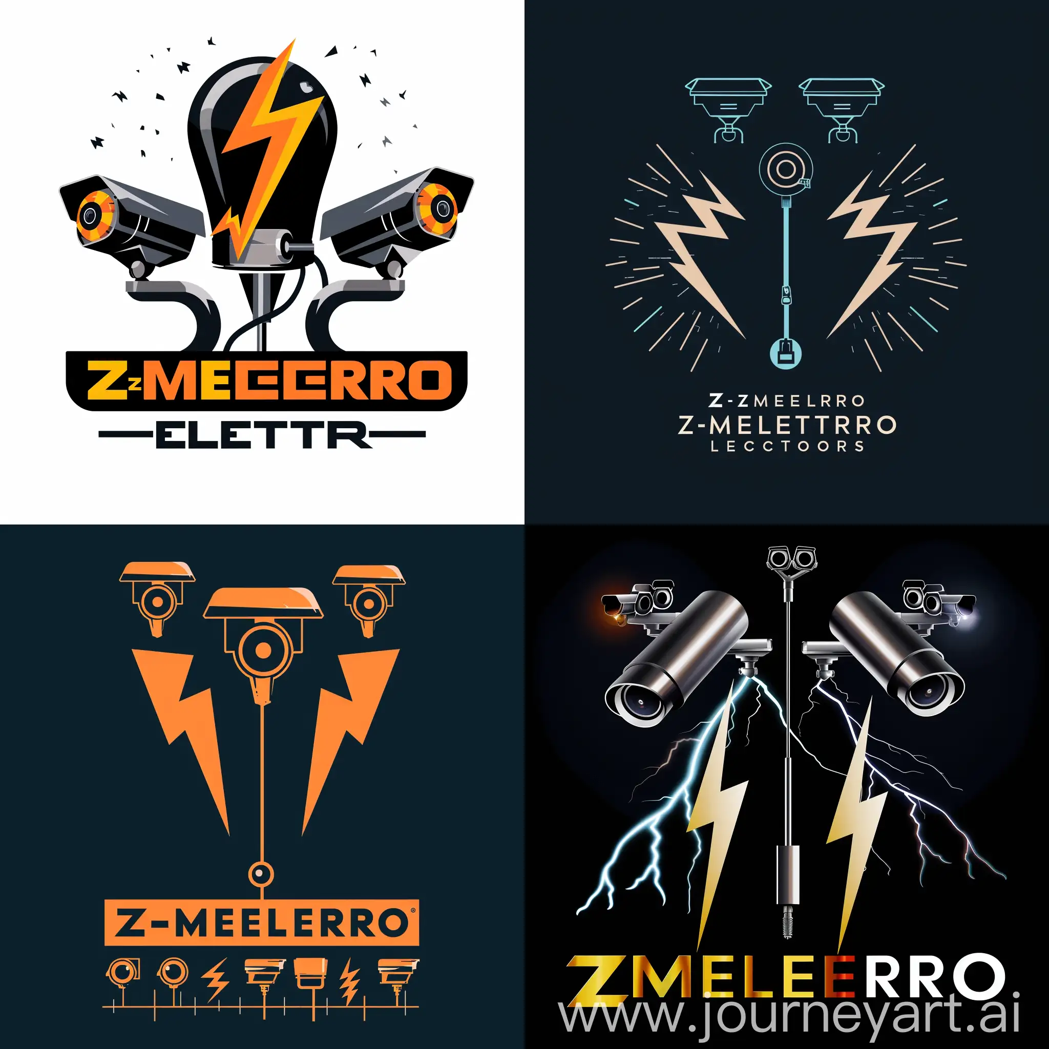 website logo for the ZMelektro company, two lightning bolts and a lightning rod, security cameras.