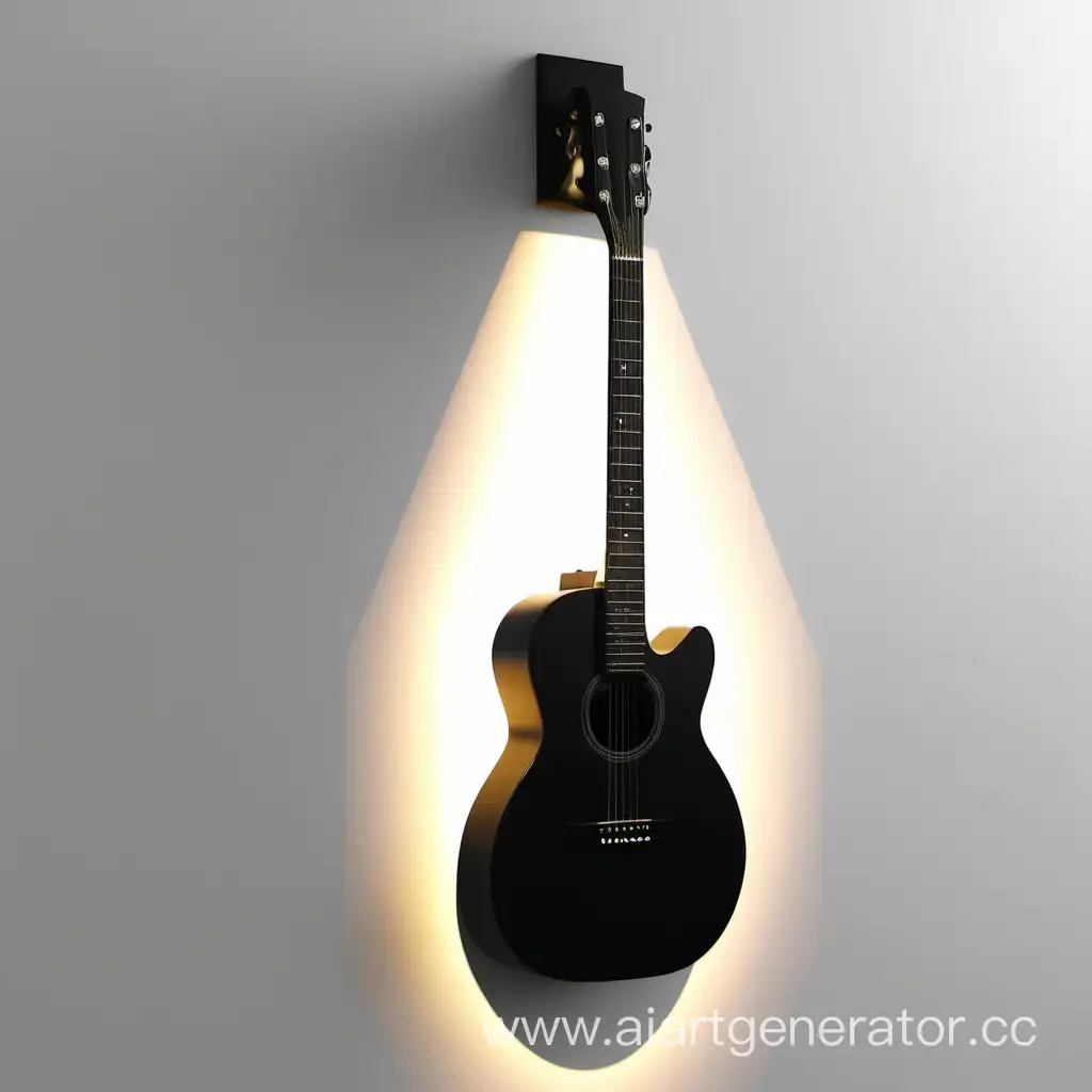 Black-Guitar-Mounted-on-Light-Wall