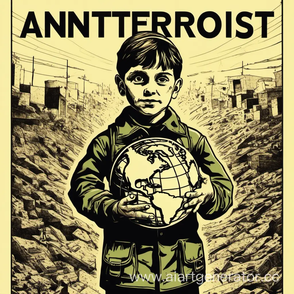  антитеррористический плакат , ребенок держит землю в руках