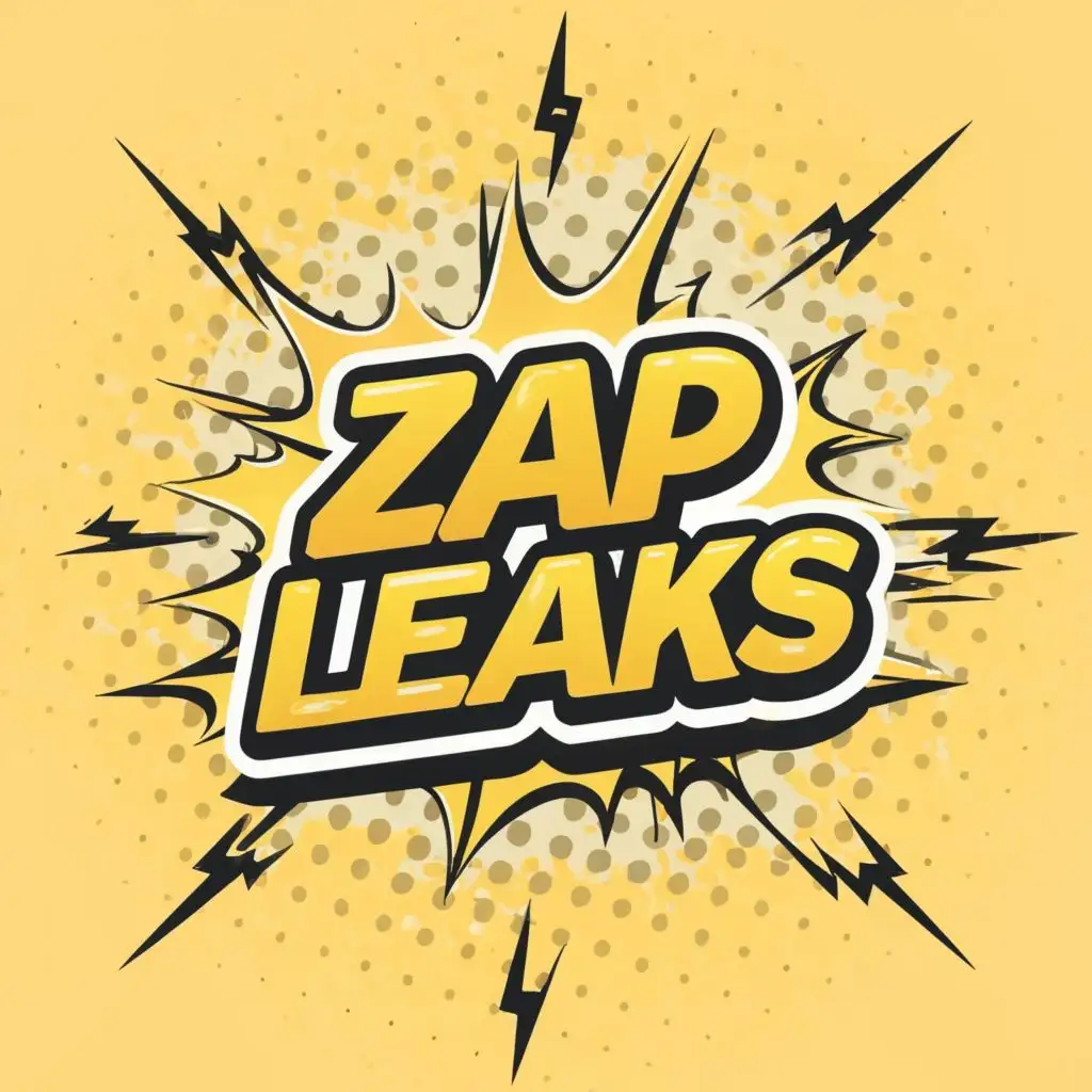 logo, yellow color, with the text "ZAP
LEAKS", typography, be used in Internet industry