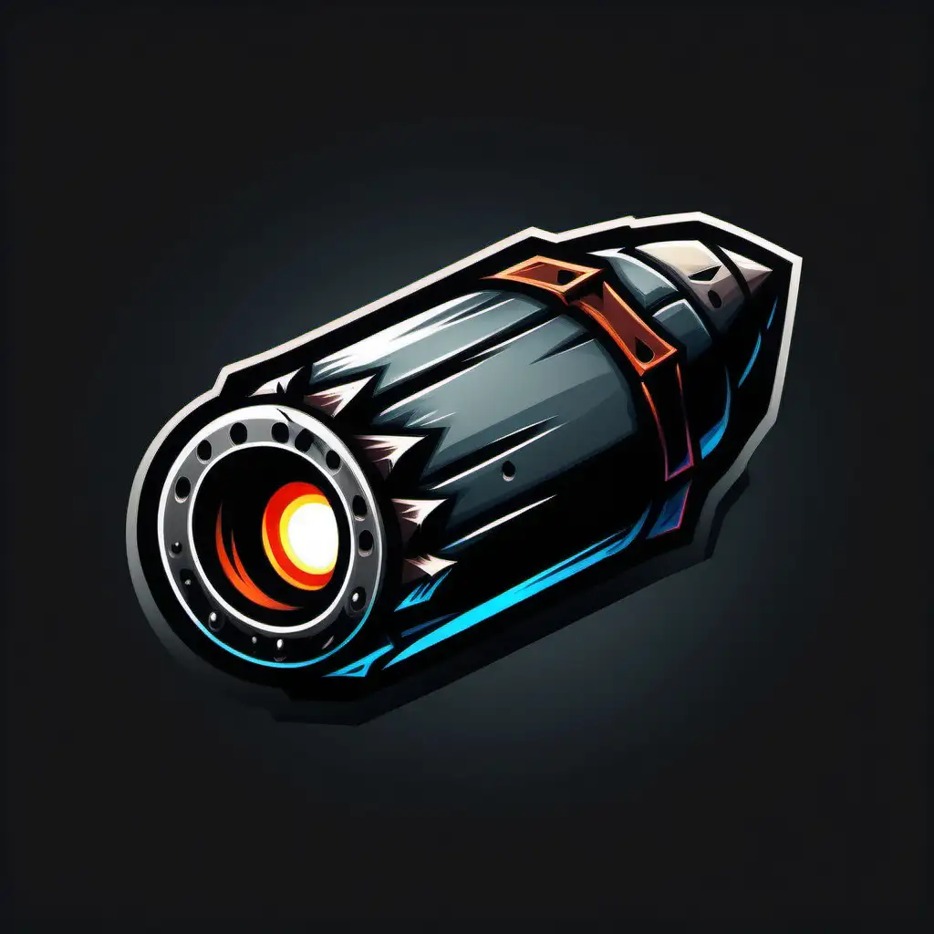 Dynamic Tilted Steel Bullet Icon in Vibrant Darkest Dungeon Style