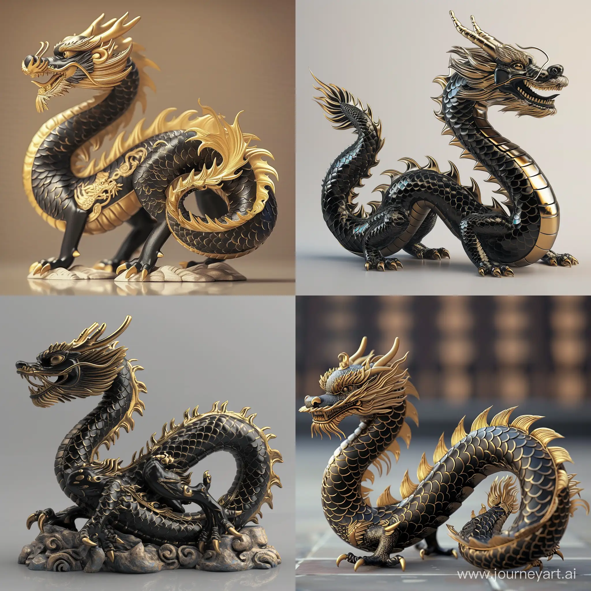 Majestic-Chinese-Dragon-Sculpture-in-Striking-Black-Gold-Color