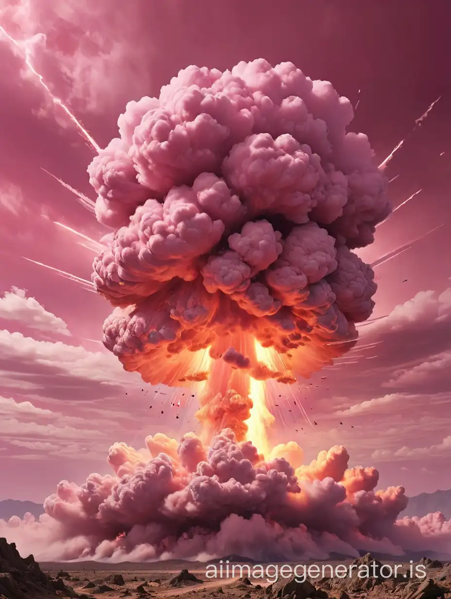 pink nuclear bomb explosion