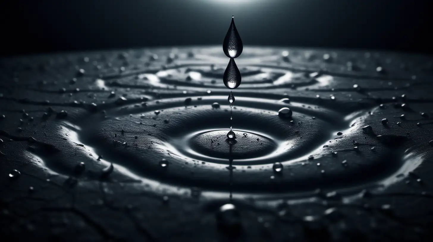 A dark landscape image of an ancient arab society deeply connected to islam, water droplet

