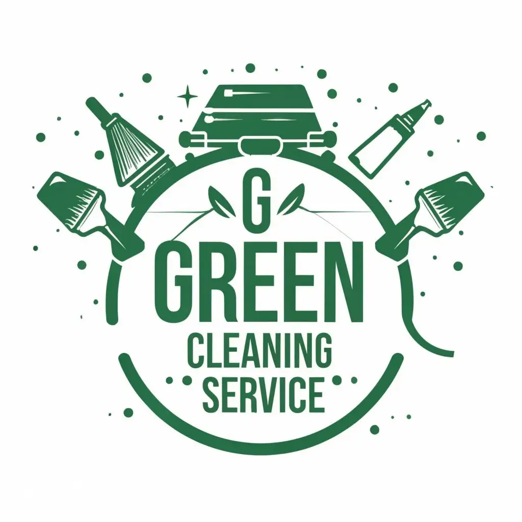 LOGO-Design-For-Go-Green-Cleaning-Service-Fresh-Green-Palette-with-Cleaning-Tools-and-Typography