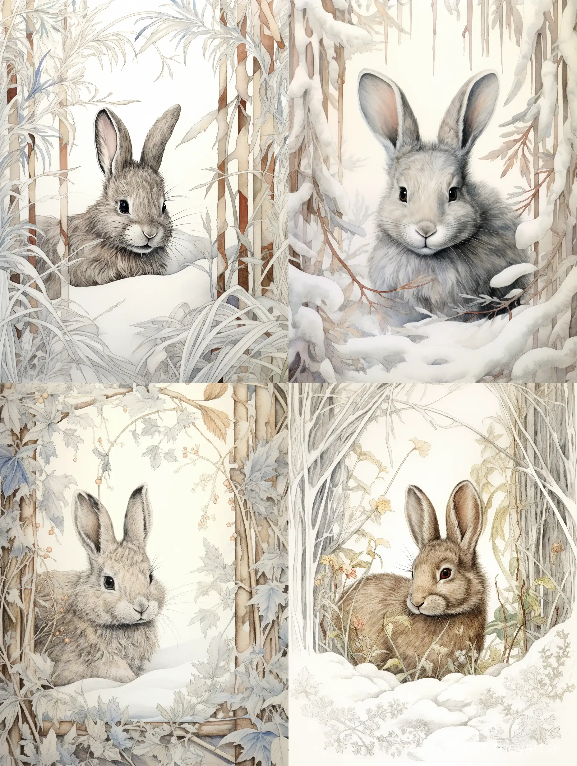 Playful-Bunny-Amidst-Snowdrifts-in-Enchanting-Forest