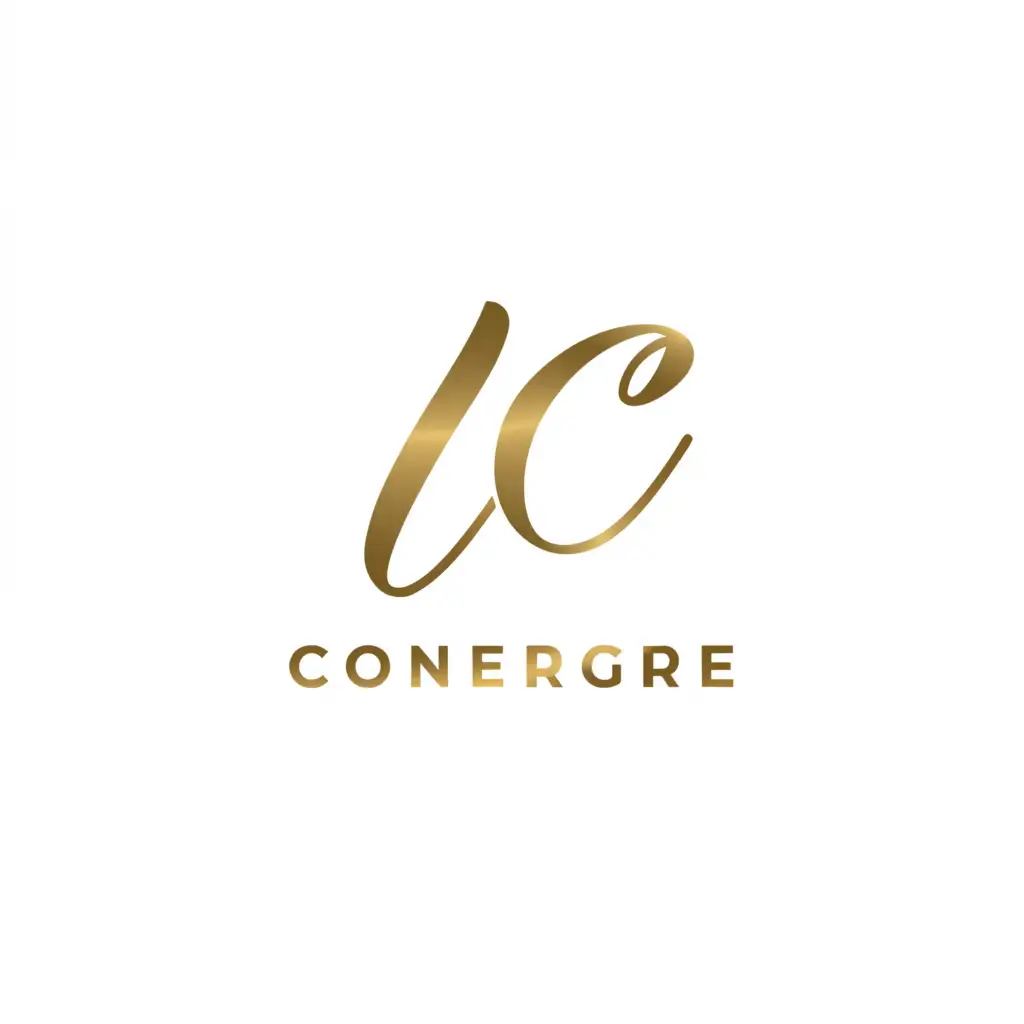 a logo design,with the text "LUXUS CONCIERGE", main symbol:LC in gold,Minimalistic,clear background