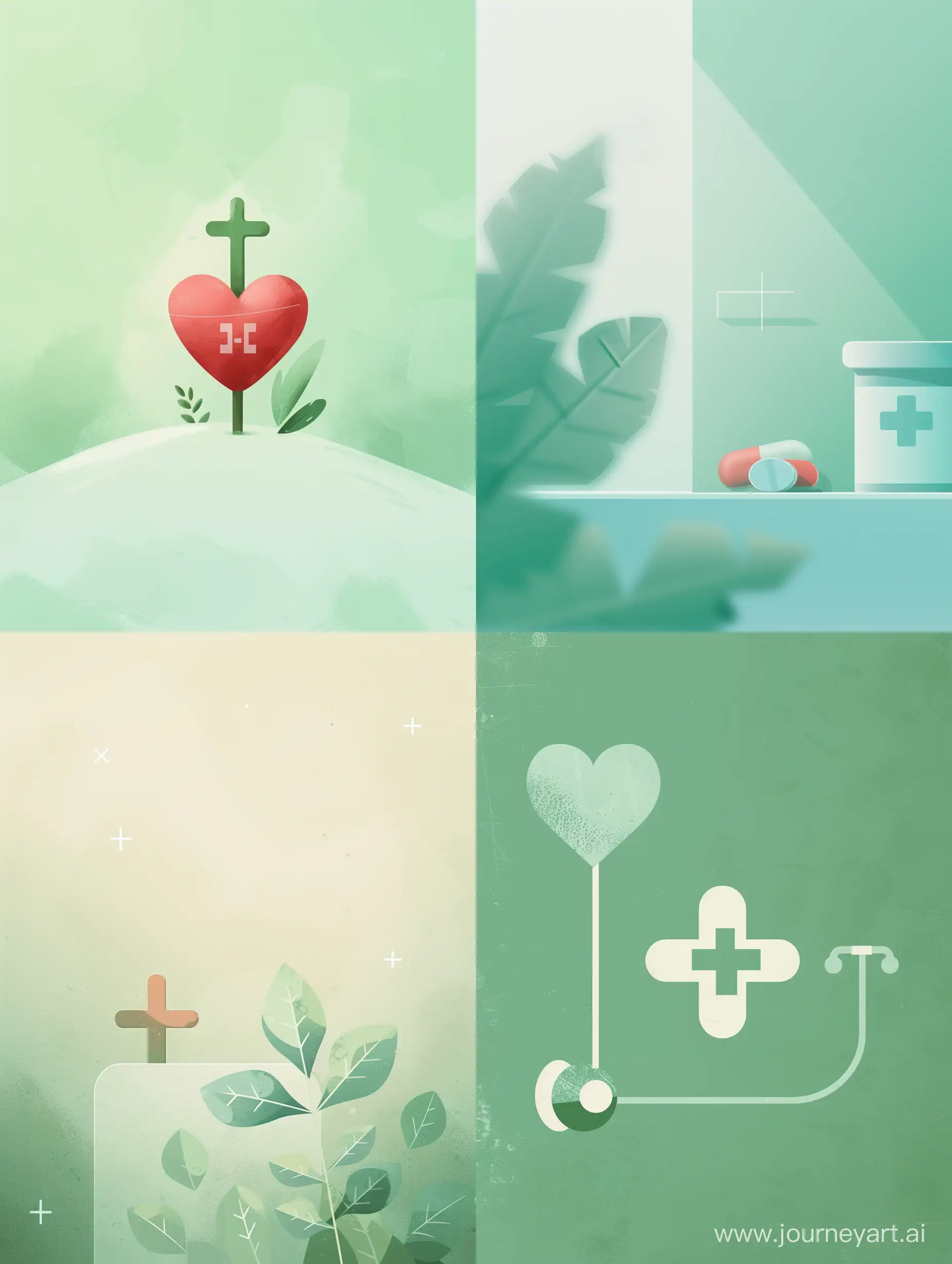 стильная минималистичная иллюстрация  демонстрирующая благодарность пациенту за запись в медицинский центр, на заднем плане маленький медицинский крестик  нежно зеленого оттенка