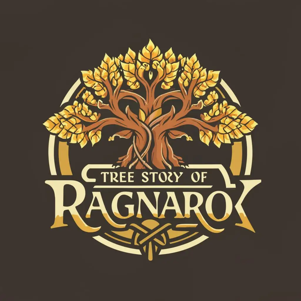 logo, tree, nordik, with the text "Story Of Ragnarok", typography, be used in Entertainment industry