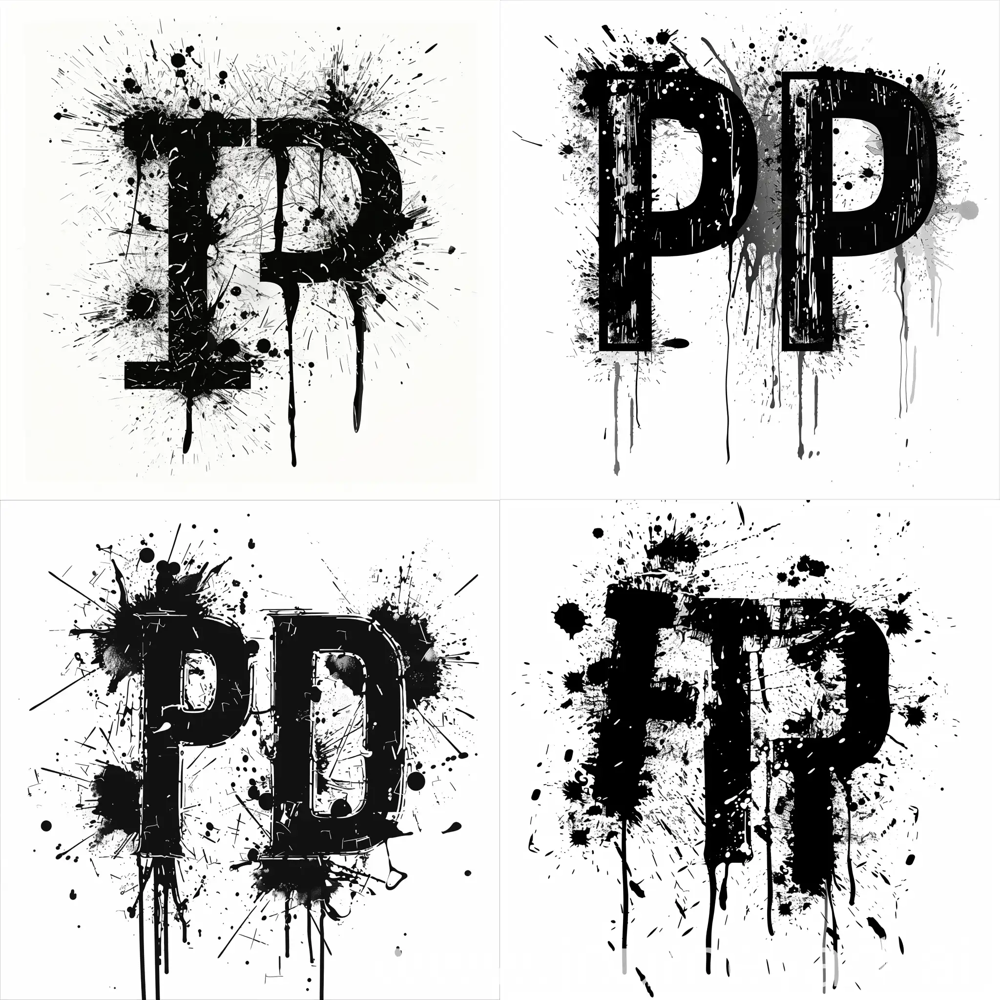 泼墨风格 字母设计 内容为PJ