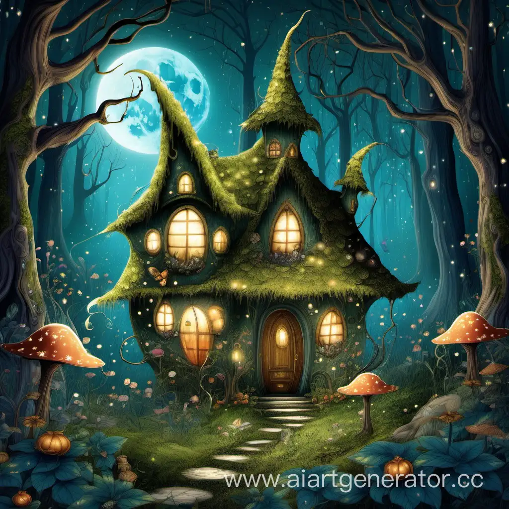 The enchanting house of the moon fairy in the forest