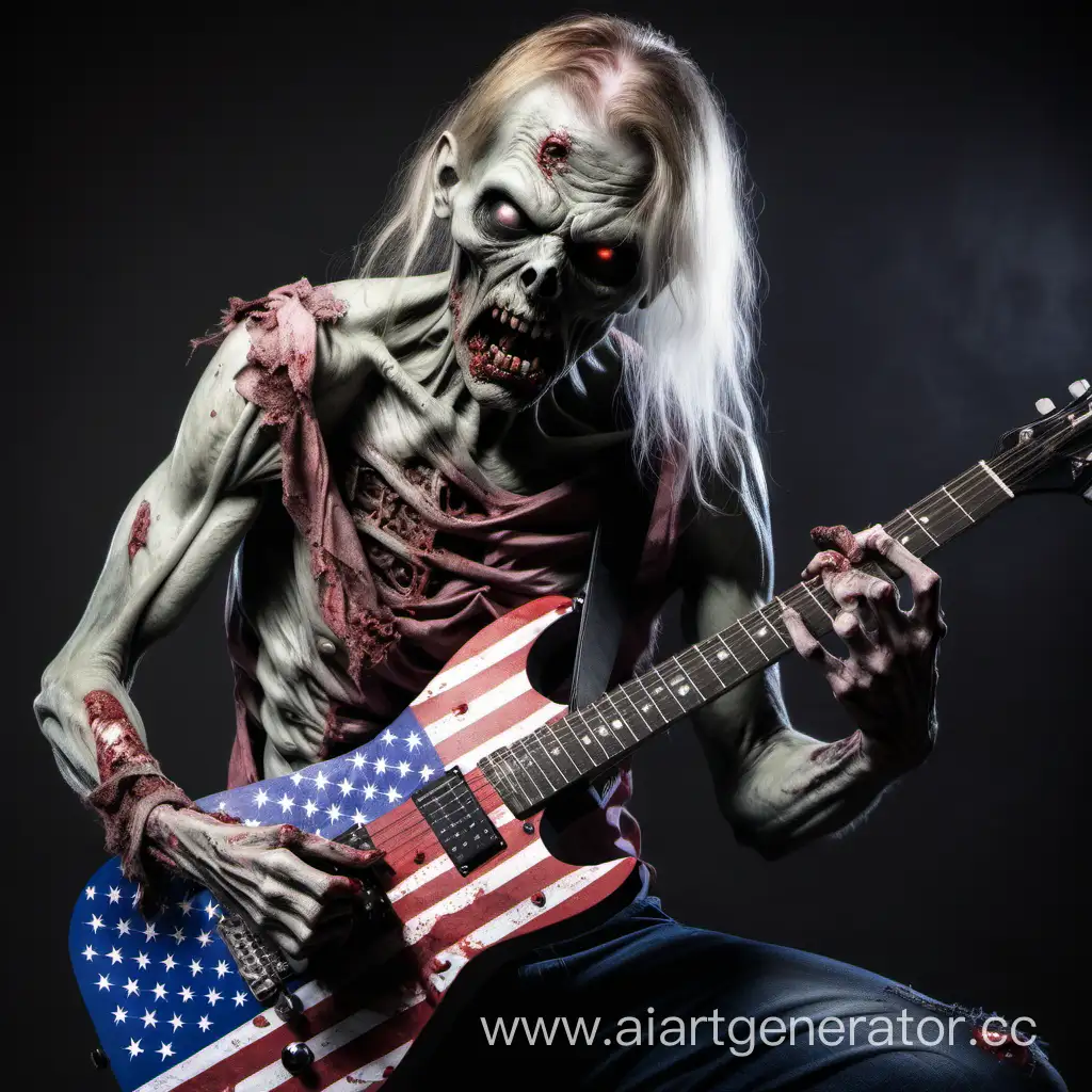 Patriotic-Zombie-Shredding-Metal-on-Guitar-with-American-Flag