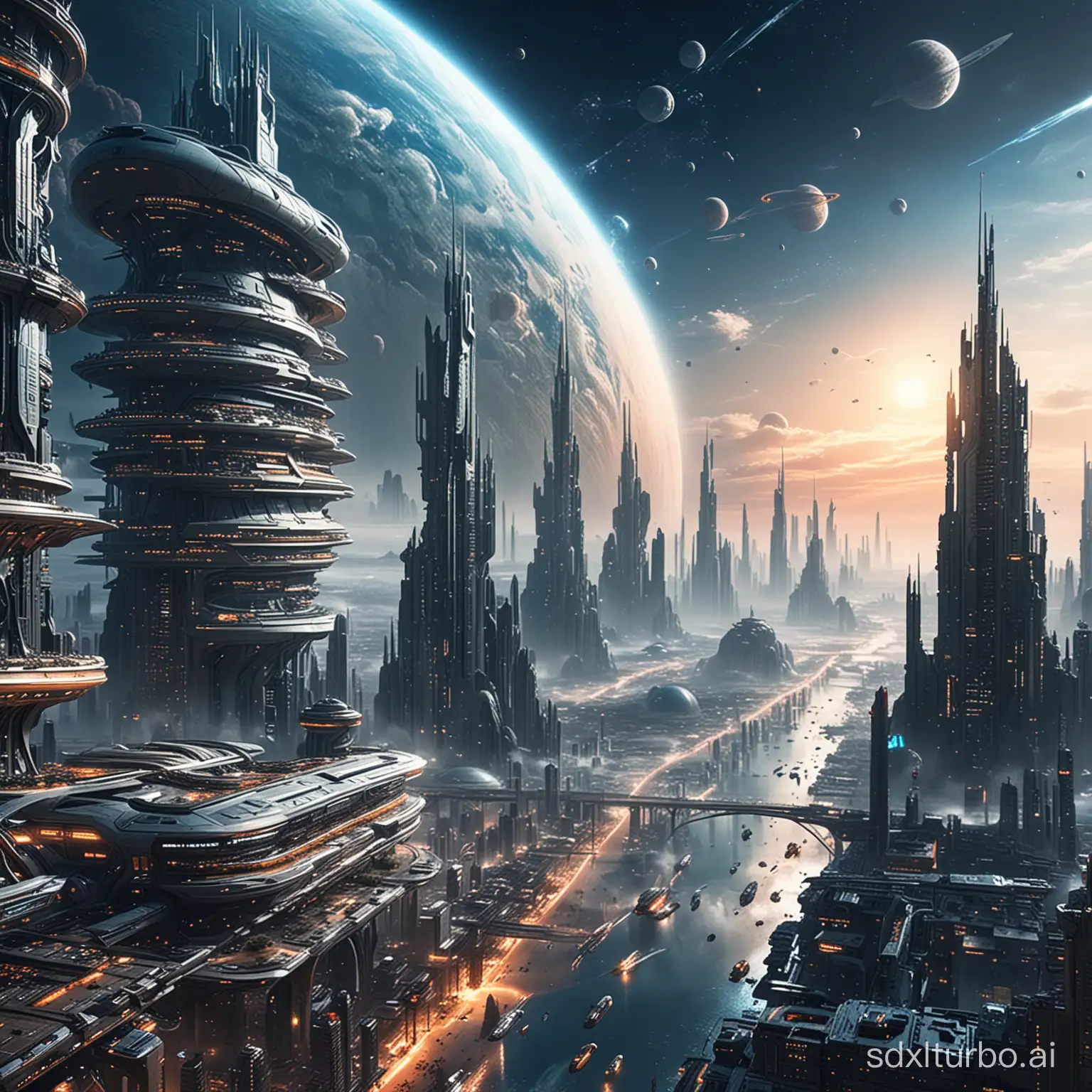 Futuristic-Space-Cityscape-with-SciFi-Architecture-and-Advanced-Technology