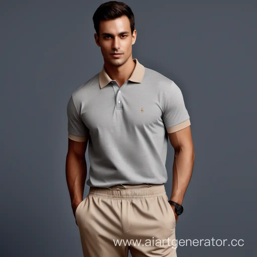 Professional-Waiter-in-Stylish-Gray-Polo-and-Beige-Joggers