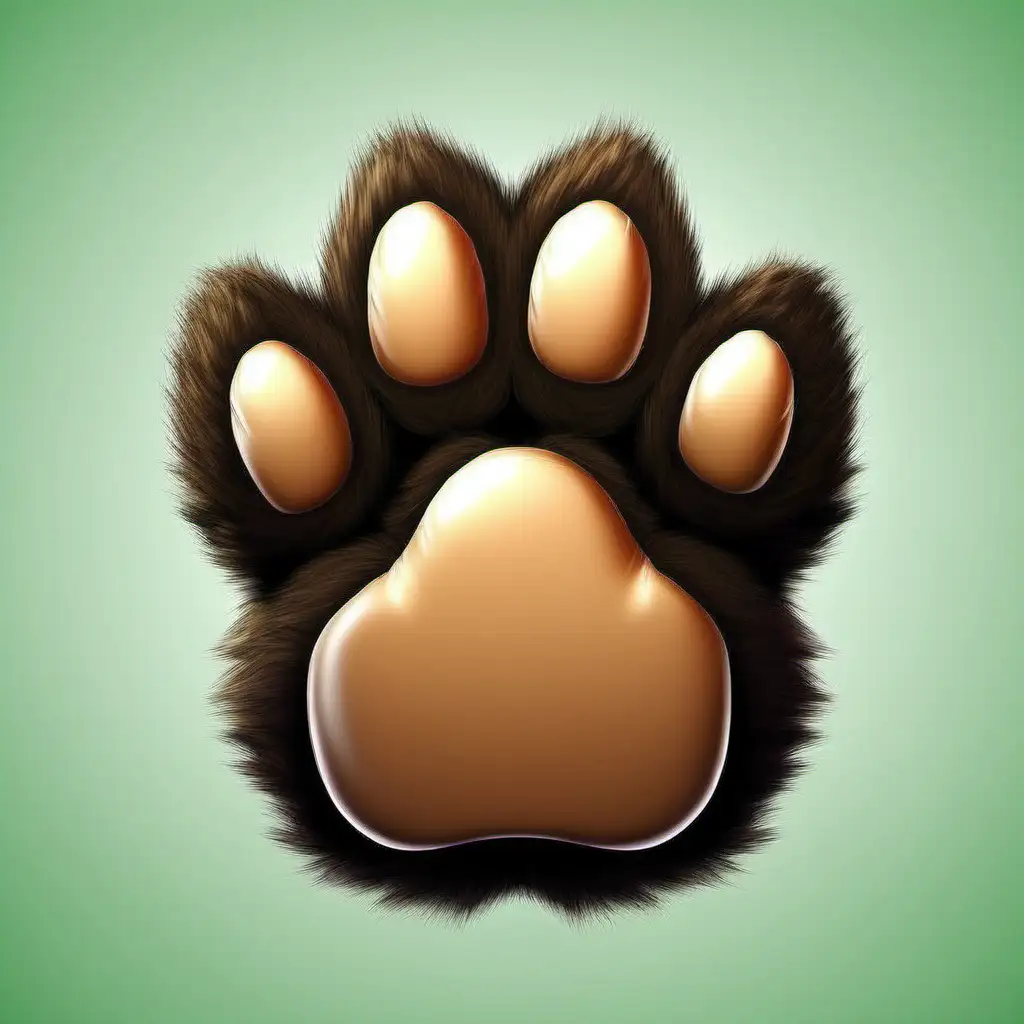 Furry Animal Paw with Claws on Natural Background