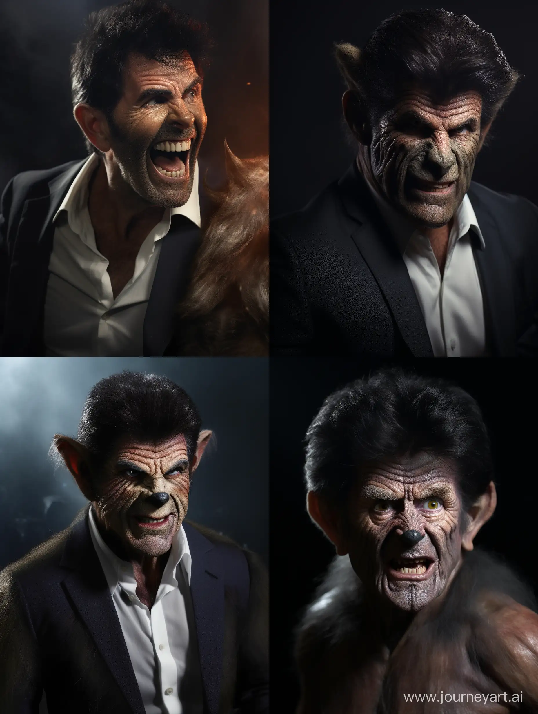 simon cowell as a werewolf, transformation.