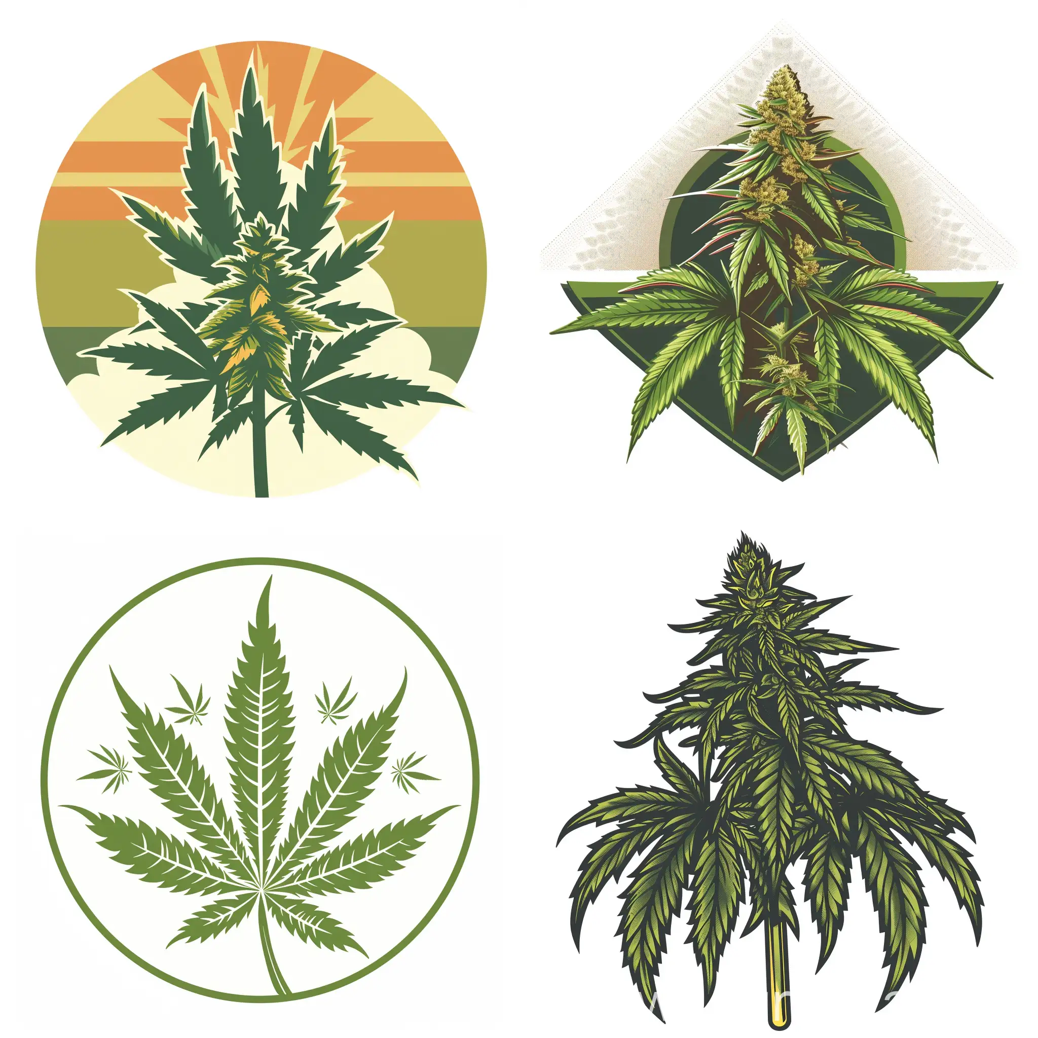 Logo design of marijuana plant but i want it to be old 80s theme with a white background, but make it look real sleek and noticeable