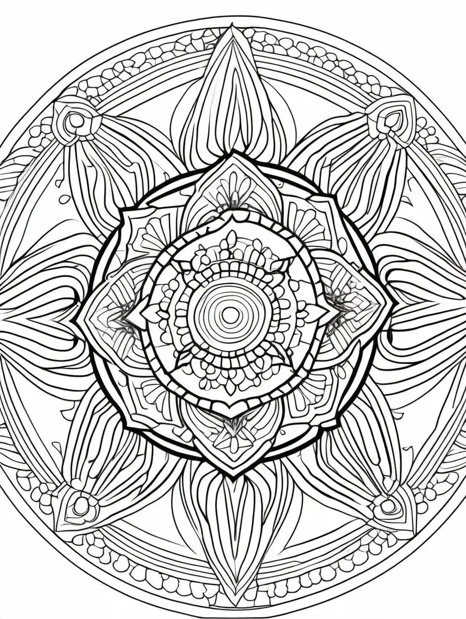 Mandala Coloring Page for Children Fashioninspired Art on White Background