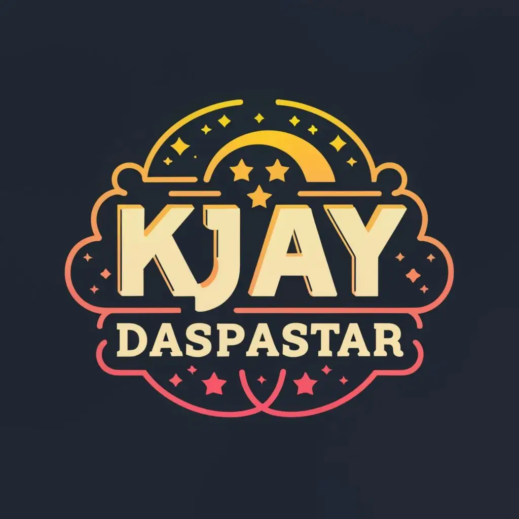 logo, stars moon sun clouds, with the text "kjay dasupastar", typography, be used in Construction industry