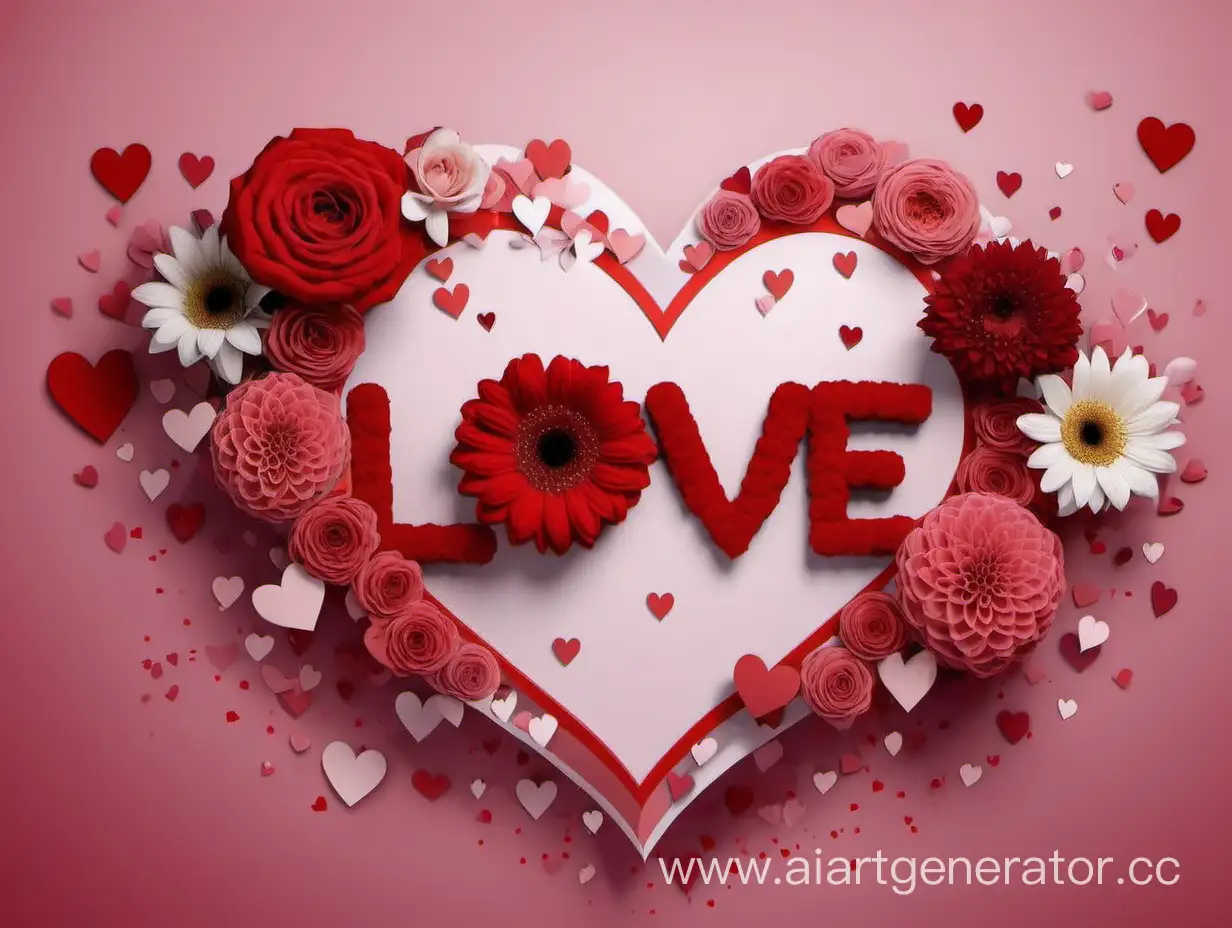 Heartwarming-Celebration-Vibrant-Flowers-and-Lovefilled-Hearts