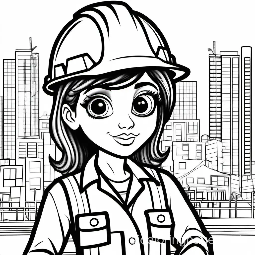 Young-Girl-Site-Engineer-with-iPad-Coloring-Page