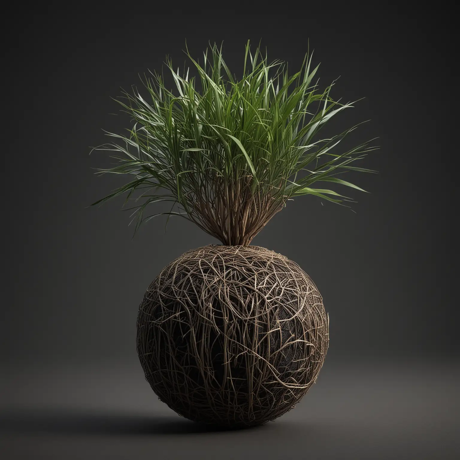 Realistic Black Vetiver Root Ball with Agarwood Foreground