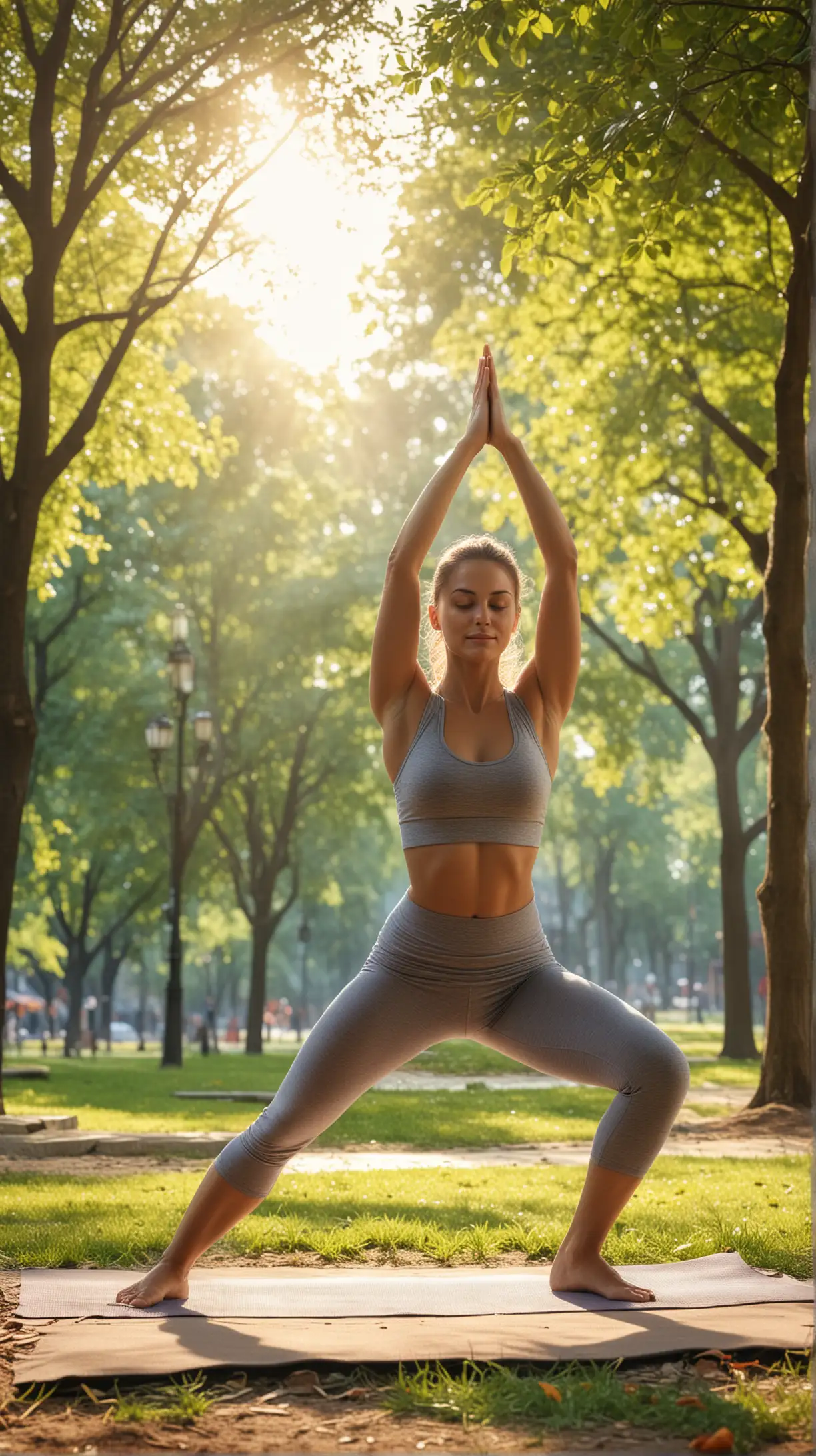 healthy person doing yoga on a park, 4k, HDR, hyper-realistic