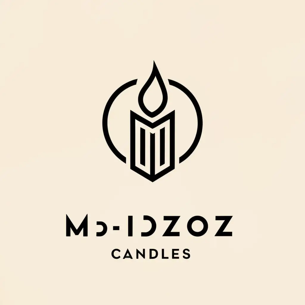 a logo design,with the text "M-Bijoux Candle", main symbol:Candle,Minimalistic,be used in Real Estate industry,clear background
