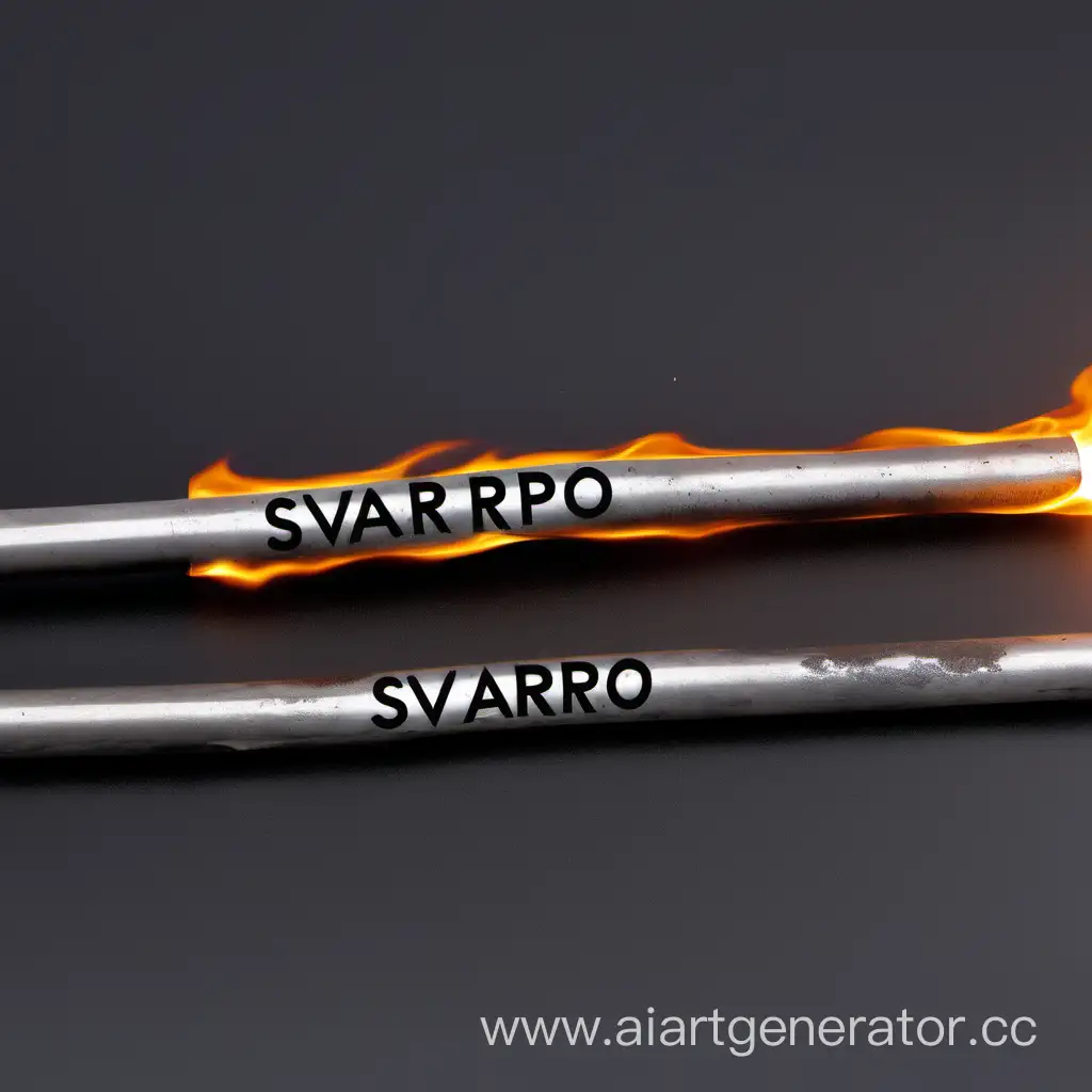 сварочный электрод в горящем состоянии, сверху  написана надпись SvarPro