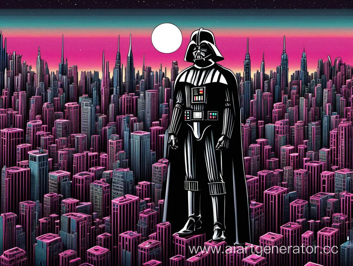 Nostalgic-Urban-Landscape-with-Iconic-Sith-Lord-in-80s-City