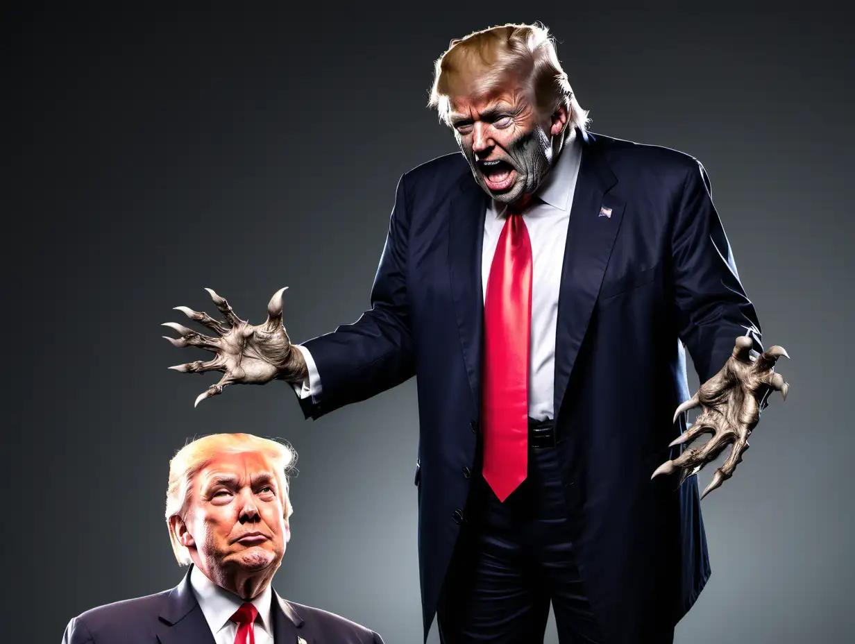 The Wolfman standing over Donald Trump