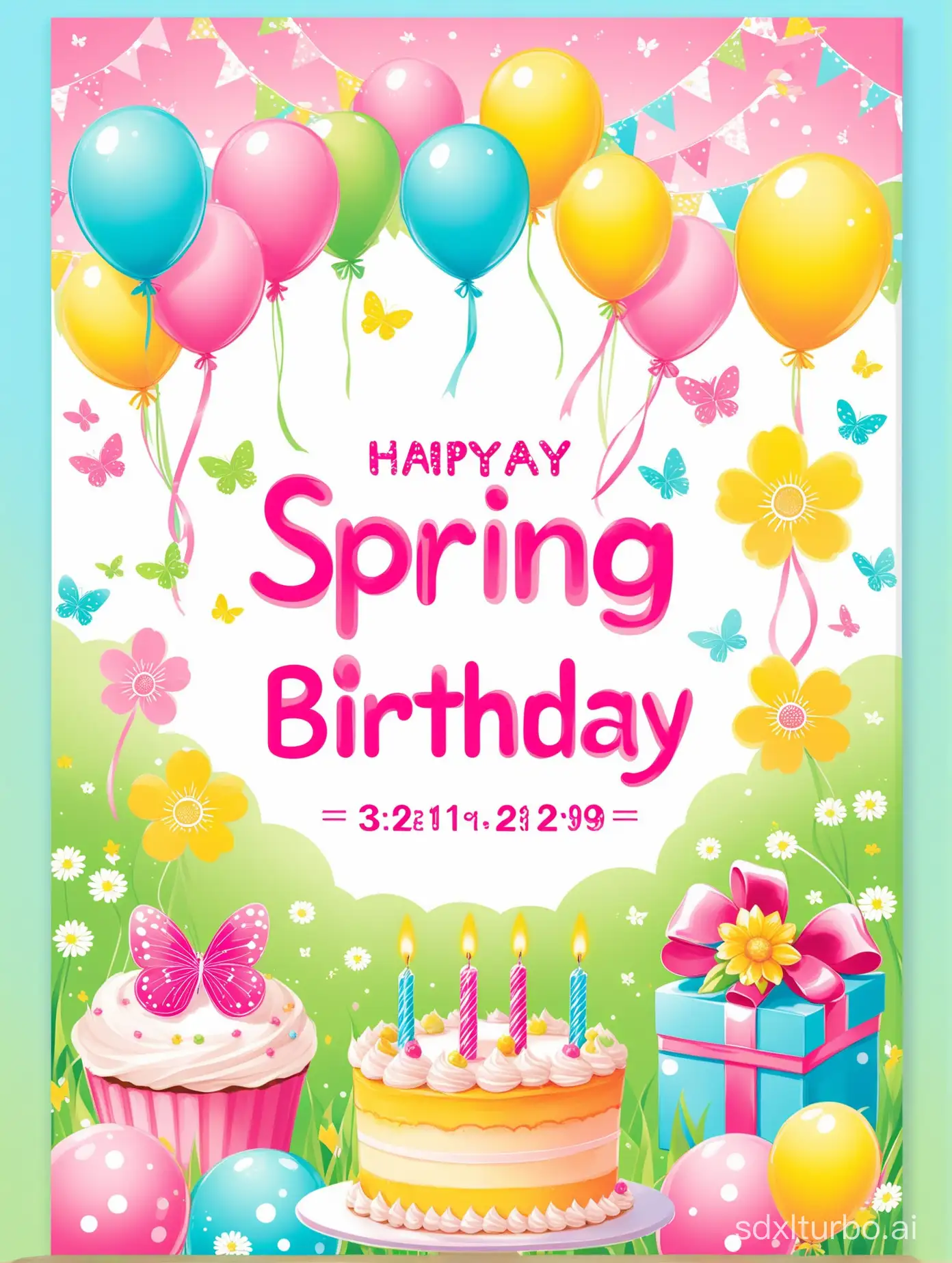 Spring-themed birthday party poster