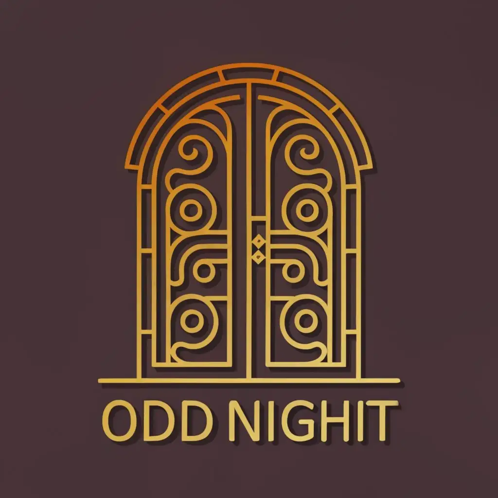 a logo design,with the text "Odd Night", main symbol:open or closed wood doors,Moderate,clear background