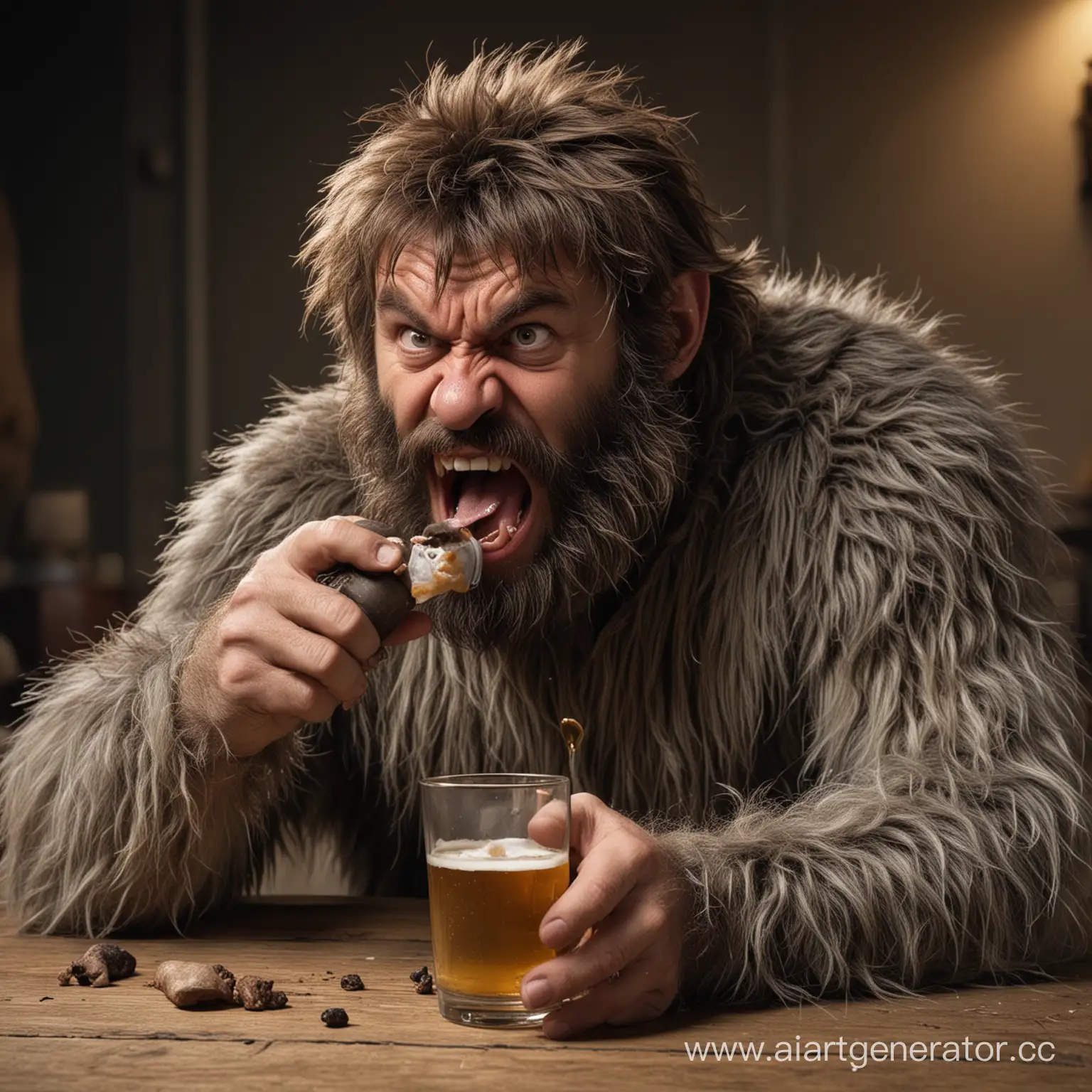 Furious-Bearded-Werewolf-Drinking-in-a-Shaggy-Wilderness