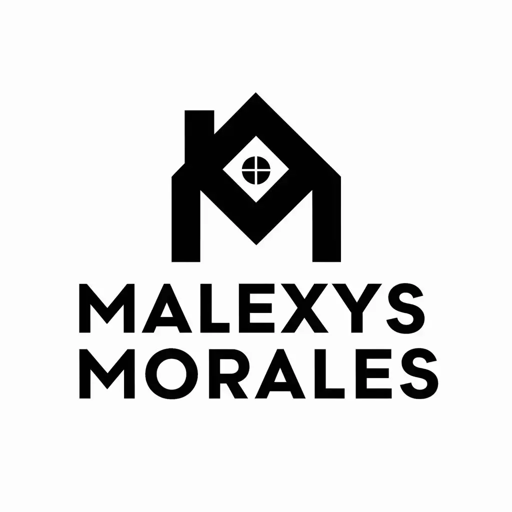 logo, house shaped as the letter M, with the text "Malexys Morales", typography, be used in Real Estate industry