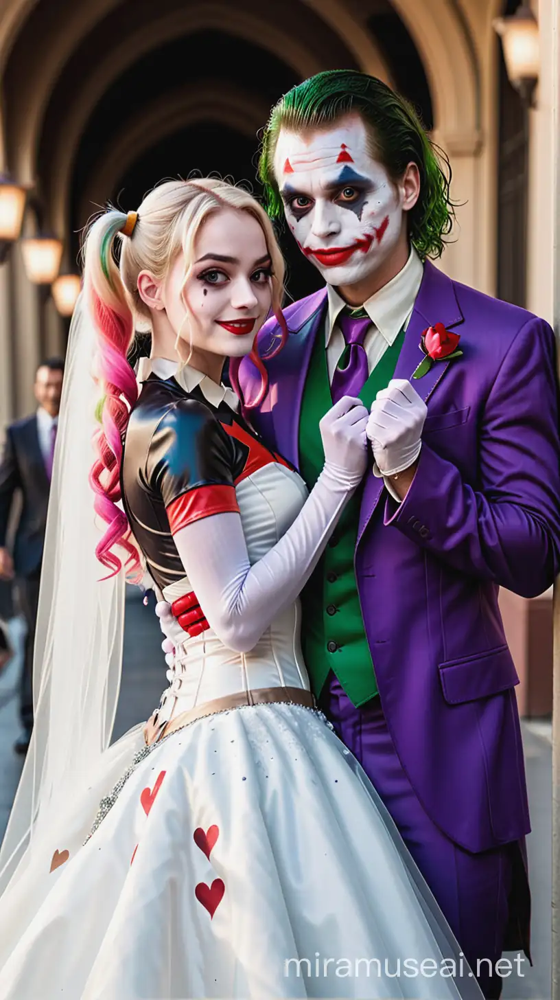 Joker and Harley Quinn in a Gothic Wedding Theme
