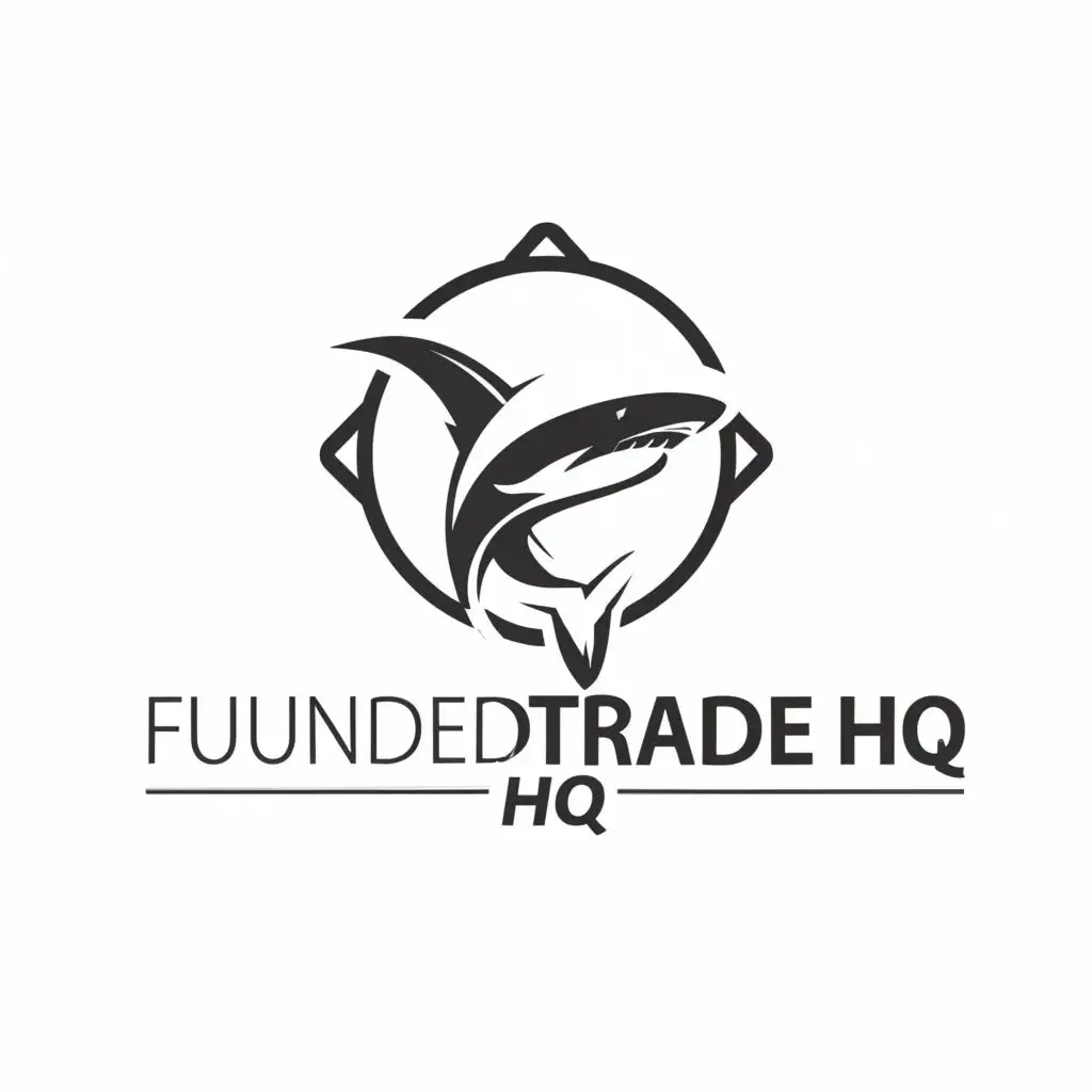 a logo design,with the text "funded trader hq", main symbol:shark,Moderate,be used in Finance industry,clear background