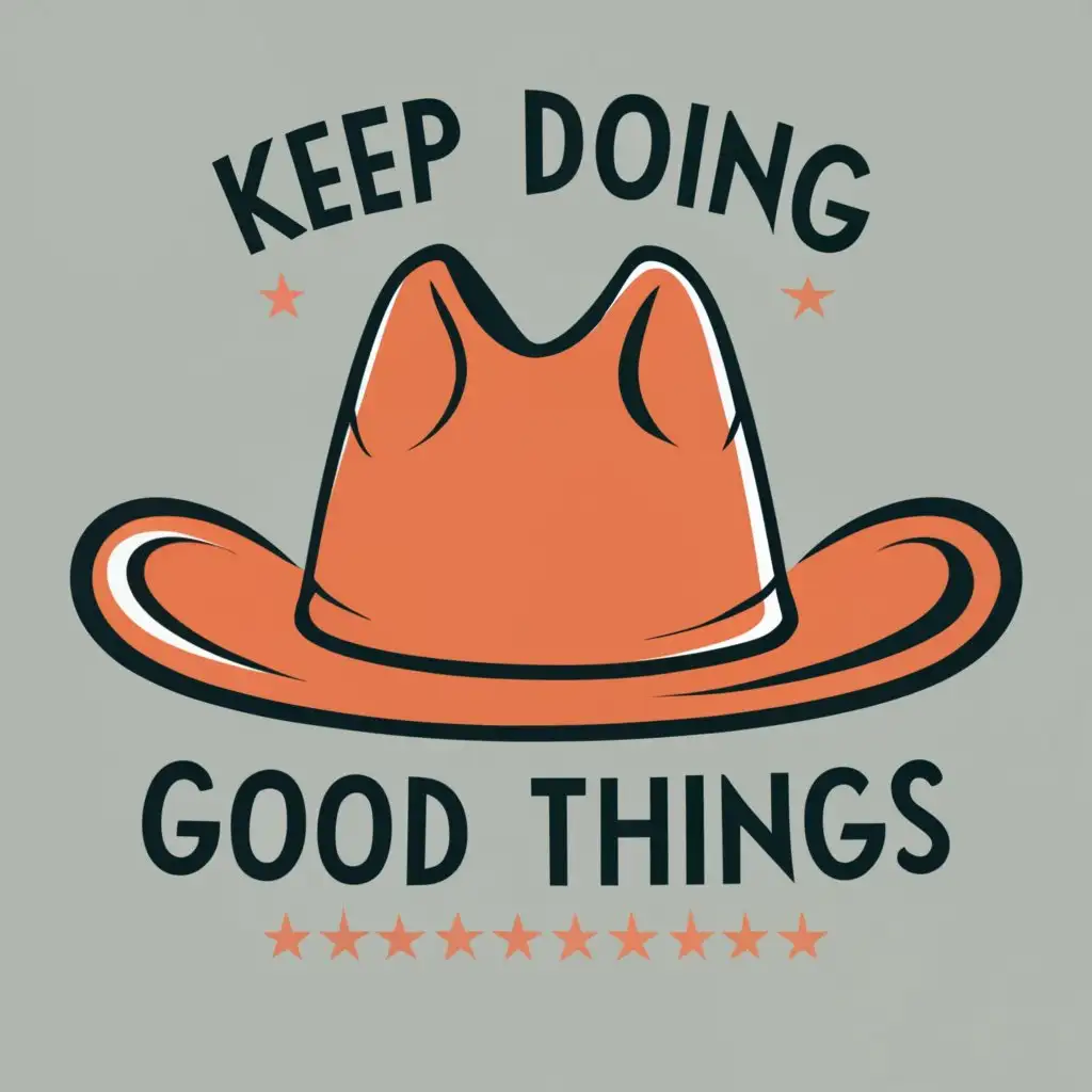 logo, Orange cowboy hat, with the text "Keep Doing Good Things", typography