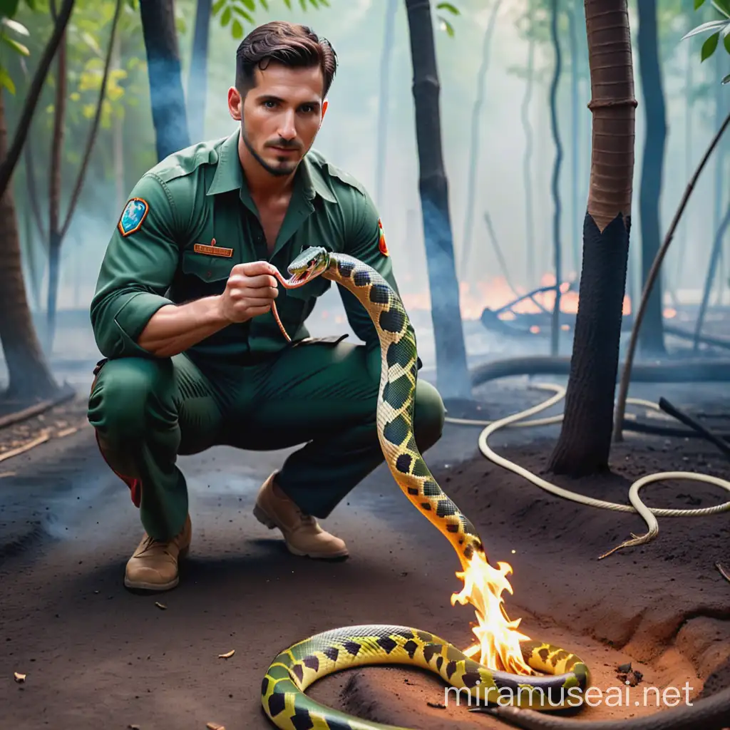 Man Rescues Snake from Fire Despite Bite Upholding Kindness Amidst Adversity
