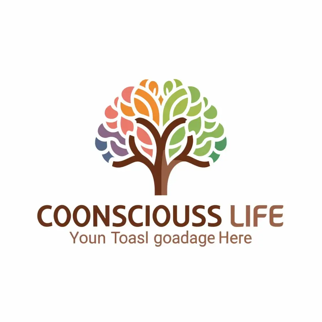 a logo design,with the text "Conscious life", main symbol:Nature and brain ,Minimalistic,be used in Education industry,clear background