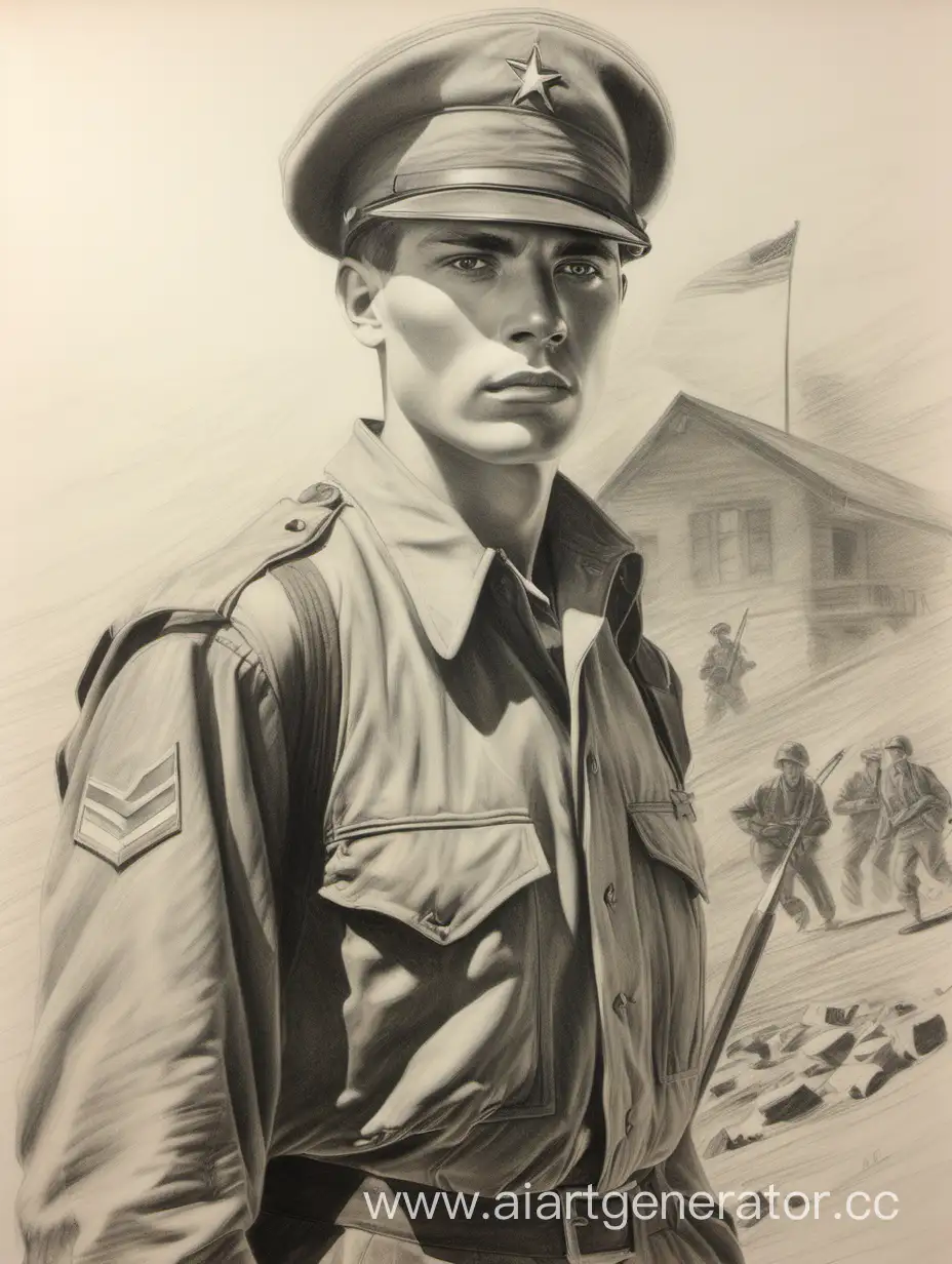 Patriotic-Warrior-1945-Defender-in-Pencil-Drawing