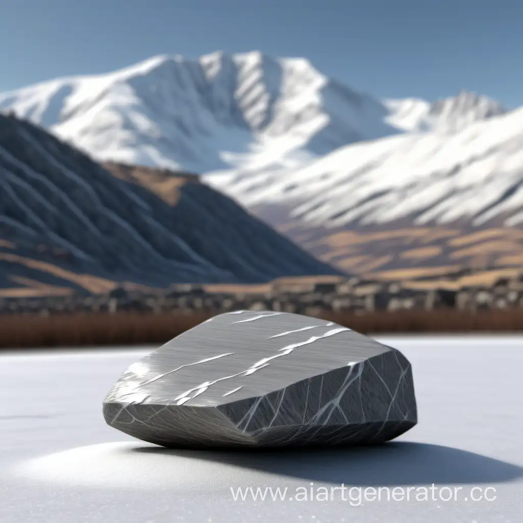 Serene-Stone-Landscape-with-Snowy-Mountain-Backdrop