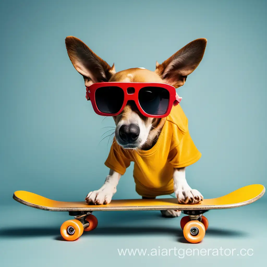 a skater dog wearing sunglasses