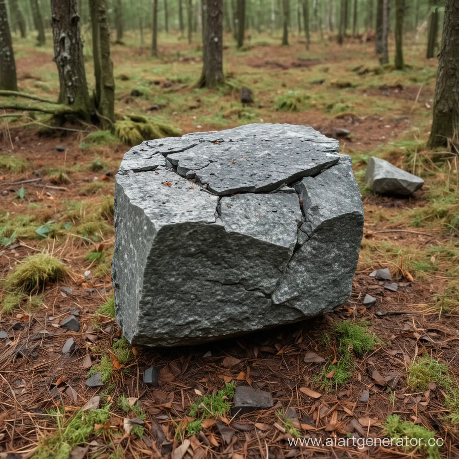 Forest-Punch-Shattered-Stone-in-the-Woods